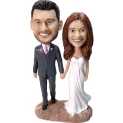 (image for) Custom wedding bobbleheads cake topper bride and groom statue sculpture gift