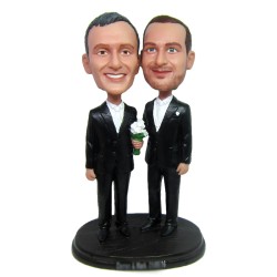 custom gay wedding bobbleheads cake toppers