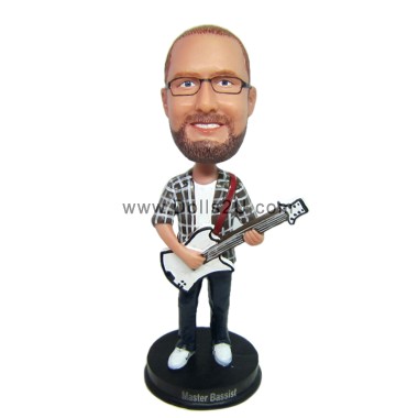(image for) Custom Bass Guitar Player Bobblehead Male Guitarist In Casual Clothes Custom Bobbleheads Gifts For Bassist