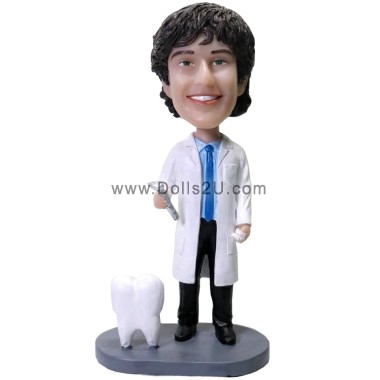 (image for) Personalized Dentist Gift - Custom Bobblehead Male Dentist Holding Dental Drill