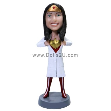 (image for) Personalized Female Doctor Superhero, Creative Gift For Doctor Bobblehead