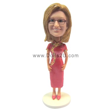  Custom Clegant Lady In Cheongsam Bobblehead Item:52317