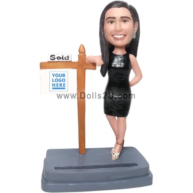 (image for) Custom Business Woman Bobblehead Card Holder With Your Company Logo