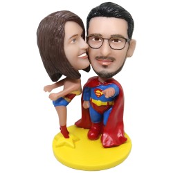  Custom Bobbleheads Superheros Couple Superman and Wonder Woman Figures Anniversary Gift