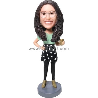  Custom Female Holding A Cup Bobblehead Item:723168