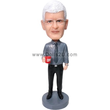 Business Gift World's Best Boss Businessman Holding A Mug Custom Bobblehead Gifts