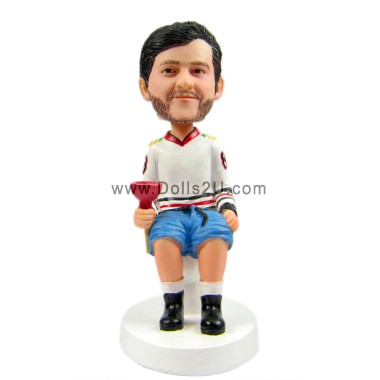 Custom Funny Bobbleheads Man on Toilet Holding A Toilet Plunger