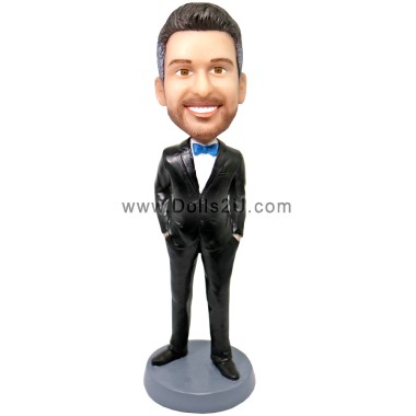  Custom Bobbleheads Groomsman With Tuxedo And Bow Tie