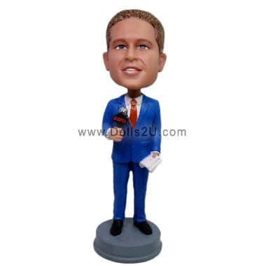  Personalized Male News Reporter Bobblehead Custom Newsmen Gift Item:139445