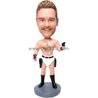  Custom Male Wearing Underwear And Holding A Gun Bobblehead Item:13827