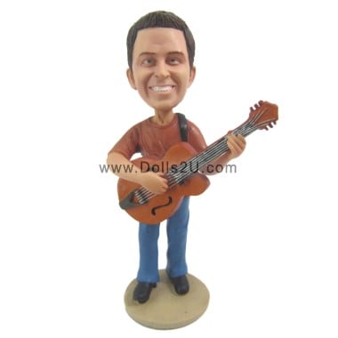  Custom Bobbleheads Male Guitar Player Holding A Classical Guitar Figure Bobblehead Gifts For Guitarist Item:52248