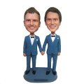 custom gay wedding bobbleheads cake topper