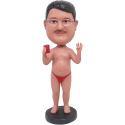 Custom Funny Bobbleheads Male Wearing Underwear Drinking Cola Or Beer