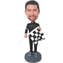  Custom Car Racer Bobblehead With F1 Chequered Flag