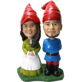 (image for) Personalized Garden Gnome Couple Bobbleheads Figures Anniversary Gift Collectible From Your Pictures