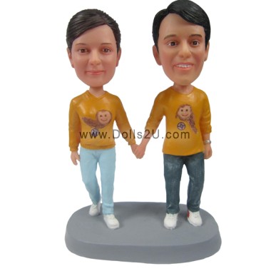 (image for) Custom Bobbleheads Couples Holding Hands Anniversary Gift Valentine's Day Gifts