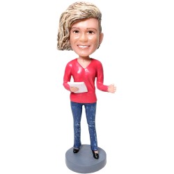 Casual Female With A Paper In Hand