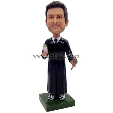  Custom Male Presiding Judge With A Hammer And A Law Book Bobblehead Item:55347