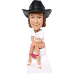 (image for) Custom Bobbleheads Female On Toilet Bobblehead Gift For Girlfriend