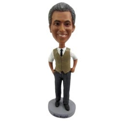 (image for) Custom Bobbleheads Groomsmen In Vest With Tie