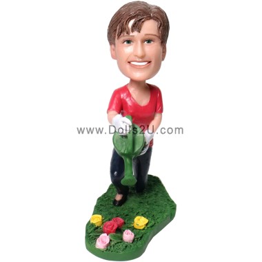 (image for) Custom Bobblehead Female Watering Flowers