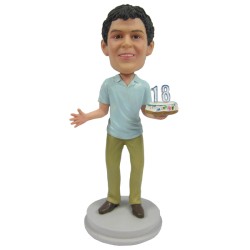  Custom Bobblehead Male With Birthday Cake