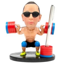 (image for) custom bodybuilding bobblehead pen holder