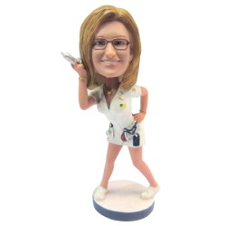 (image for) Female Nurse With Syringe Bobblehead Gift