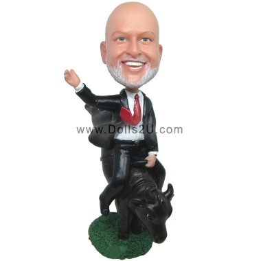 (image for) Custom Bobbleheads Male In Suit Bull Rider Gift For Male In Stock Market