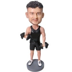 (image for) Custom Workout Bobblehead – Personalized Gym Figurine with Dumbbells for Fitness Lovers