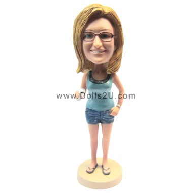 (image for) Custom Female With Beer Bobblehead