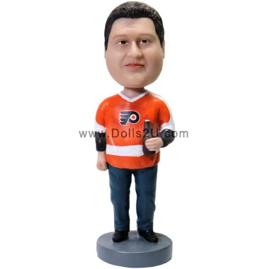 Male In Any Team Ice Hockey Jersey With Beer