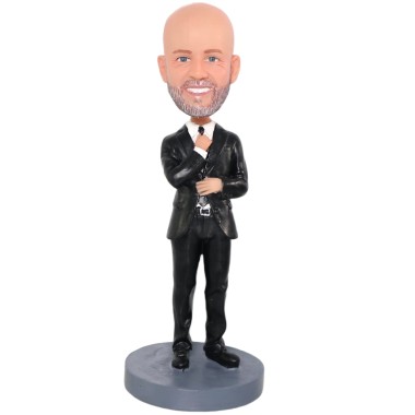 (image for) custom bobblehead businessman holding tie