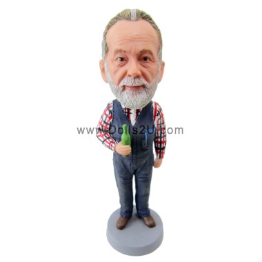 (image for) Custom Dad In Shirt And Vest With Beer Bobblehead