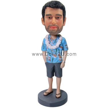 (image for) Personalized Male in Hawaiian Shirt Bobblhead