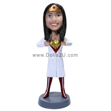 Personalized Female Doctor Superhero, Creative Gift for Doctor Bobbleheads