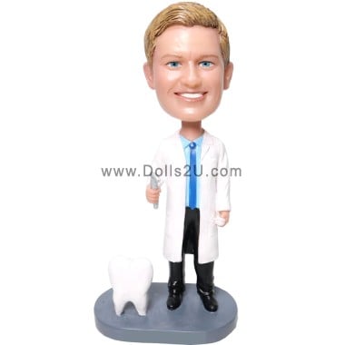  Personalized Dentist Gift - Custom Bobblehead Male Dentist Holding Dental Drill Item:13650