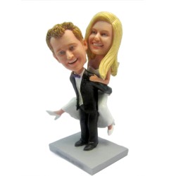 Custom Wedding Bobbleheads Cake Topper Groom Carrying Bride Anniversary Gift