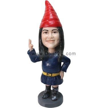 Personalized Female Garden Gnome Bobblehead Gifts Sculpted from Your Photos