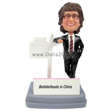 Custom bobblehead realtor male business card holder