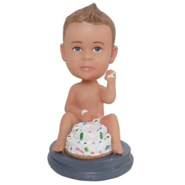 (image for) Custom Bobblehead Baby With Birthday Cake Baby's First Birthday