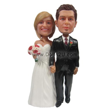(image for) Custom Wedding Couple Bobbleheads Cake Topper