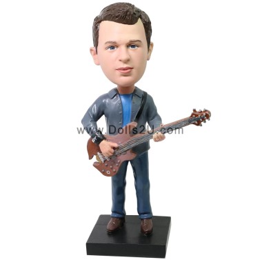 (image for) Personalized Bass Guitar Player Bobblehead From Your Photo