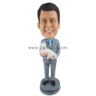  Custom Male In Suit With Pet Bobblehead Item:15362