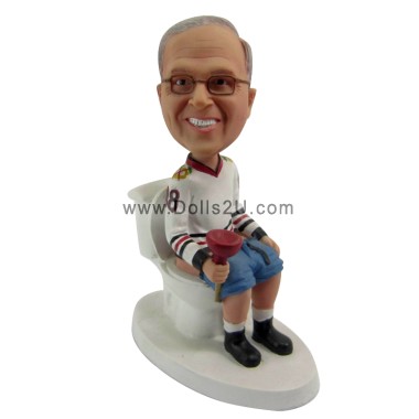 (image for) Custom Bobblehead Male Sports Fans On Toilet In Any Team Jersey And Logo