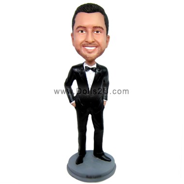 (image for) Custom Bobbleheads Groomsmen Wearing Suit And Bowtie