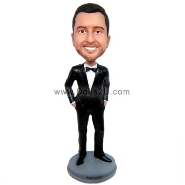  Custom Bobbleheads Groomsmen Wearing Suit And Bowtie