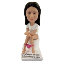 Custom Bobbleheads Female On Toilet Bobblehead Gift For Girlfriend