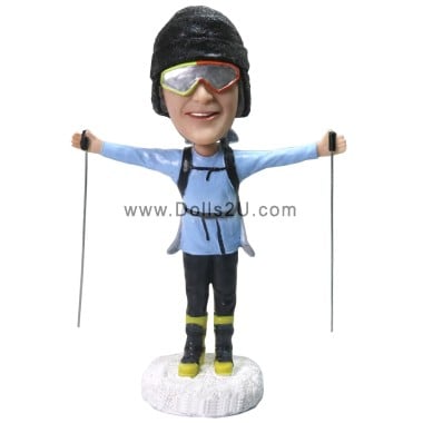 (image for) Custom Skier Skiing Bobblehead