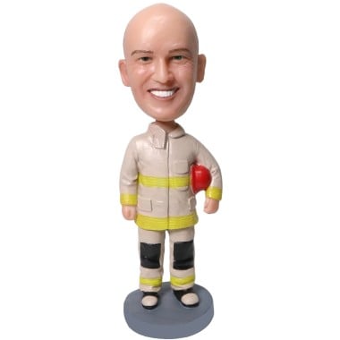 (image for) Custom Poly Resin Male Fireman Firefighter Bobblehead Gift